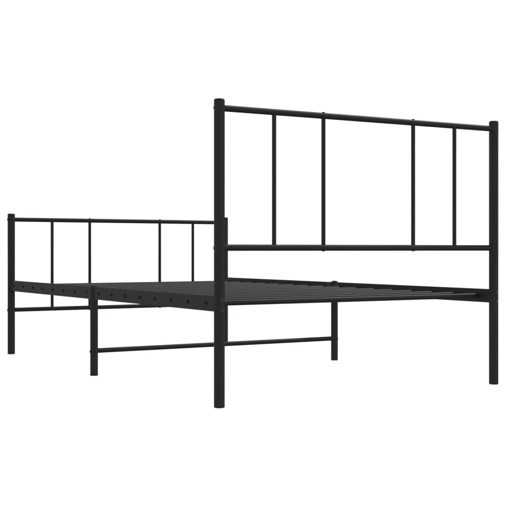 Berkfield Metal Bed Frame with Headboard and Footboard Black 90x200 cm