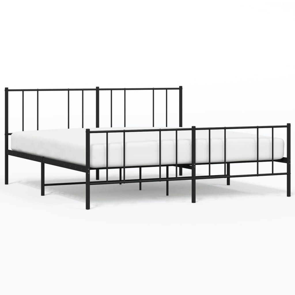 Berkfield Metal Bed Frame with Headboard and Footboard Black 180x200 cm 6FT Super King