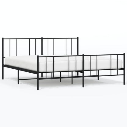 Berkfield Metal Bed Frame with Headboard and Footboard Black 180x200 cm 6FT Super King