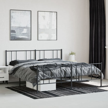 Berkfield Metal Bed Frame with Headboard and Footboard Black 180x200 cm 6FT Super King