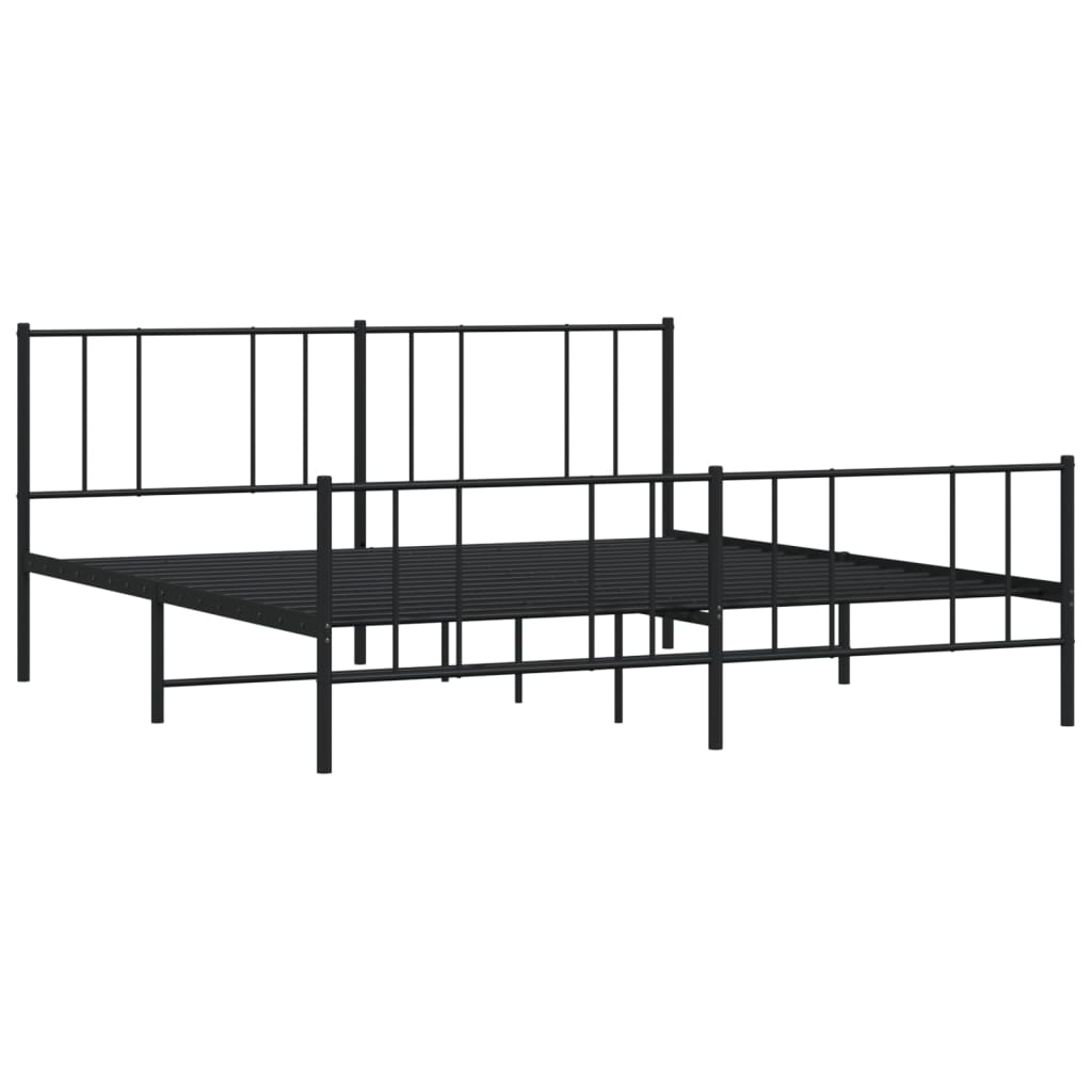 Berkfield Metal Bed Frame with Headboard and Footboard Black 180x200 cm 6FT Super King