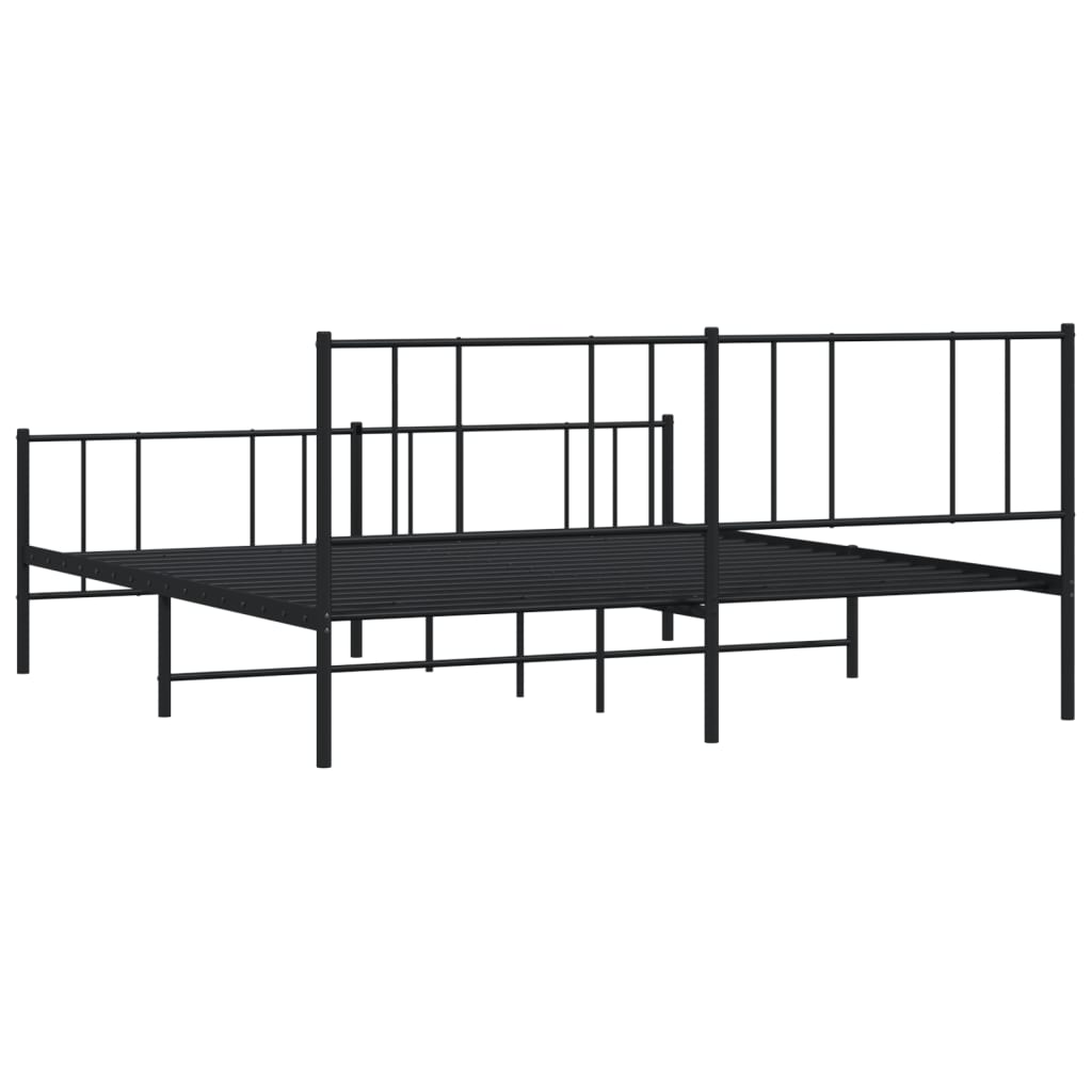 Berkfield Metal Bed Frame with Headboard and Footboard Black 180x200 cm 6FT Super King