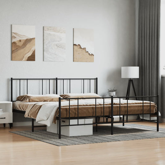 Berkfield Metal Bed Frame with Headboard and Footboard Black 183x213 cm