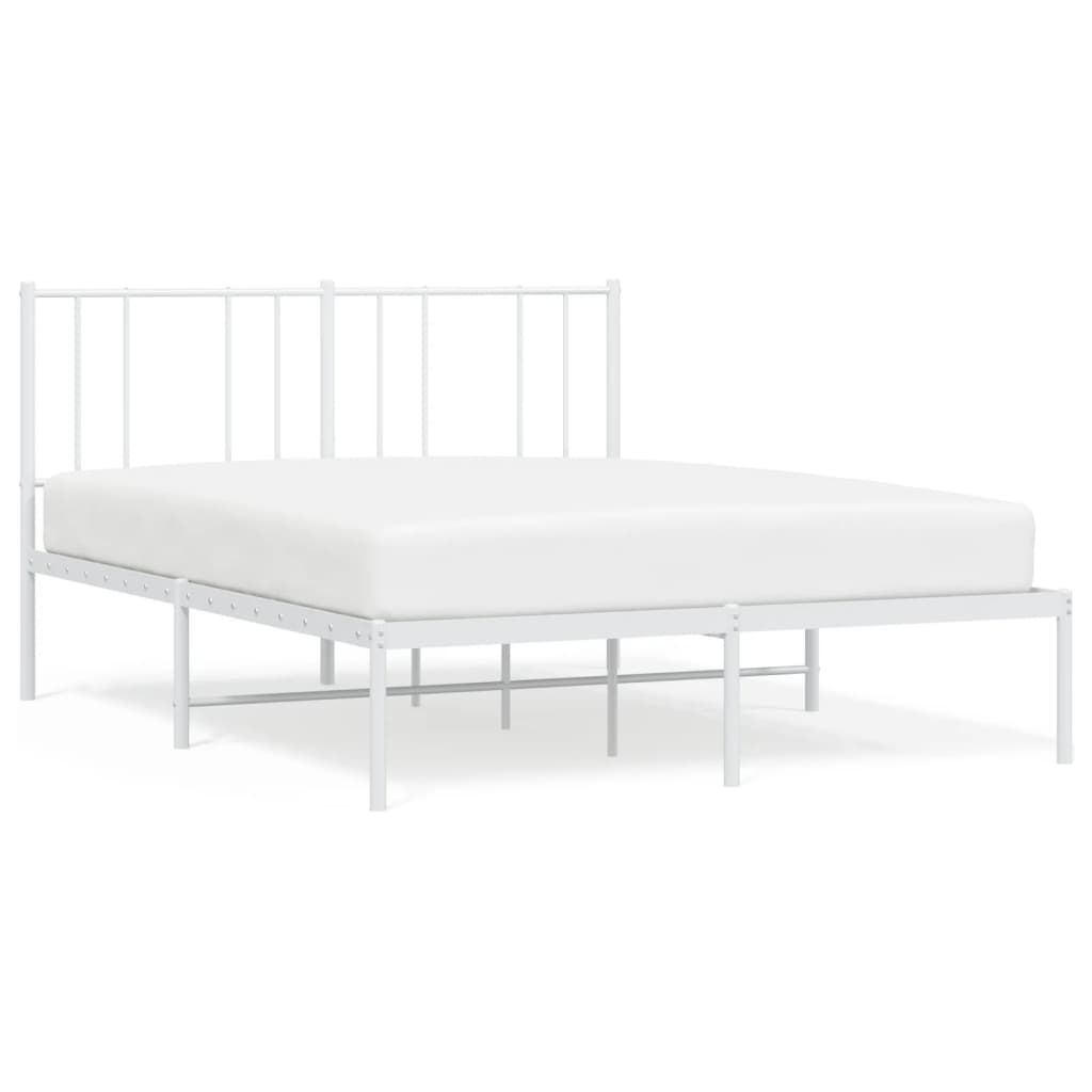 Berkfield Metal Bed Frame with Headboard White 135x190 cm 4FT6 Double