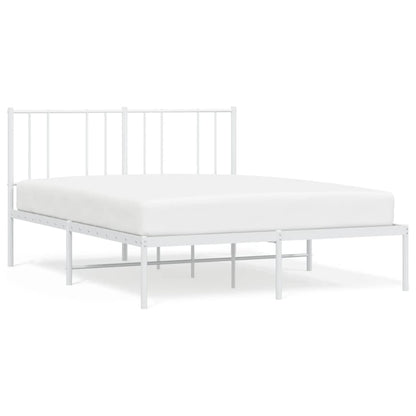 Berkfield Metal Bed Frame with Headboard White 135x190 cm 4FT6 Double