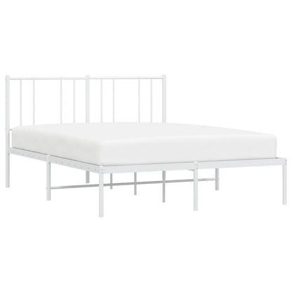 Berkfield Metal Bed Frame with Headboard White 135x190 cm 4FT6 Double