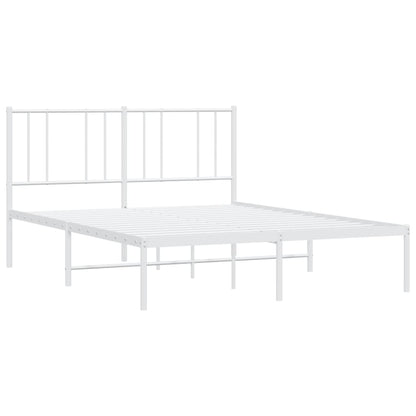 Berkfield Metal Bed Frame with Headboard White 135x190 cm 4FT6 Double
