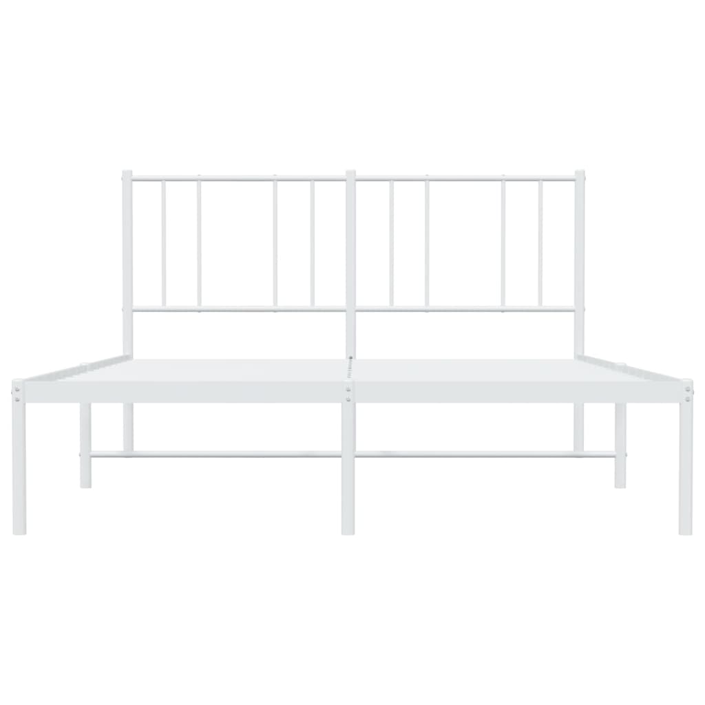 Berkfield Metal Bed Frame with Headboard White 135x190 cm 4FT6 Double