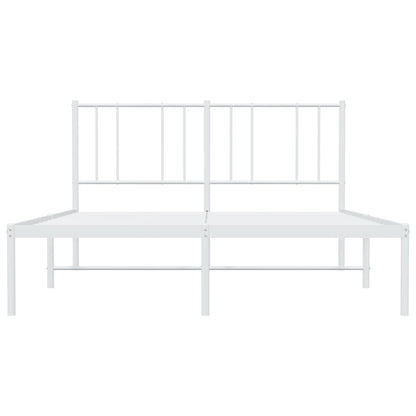 Berkfield Metal Bed Frame with Headboard White 135x190 cm 4FT6 Double