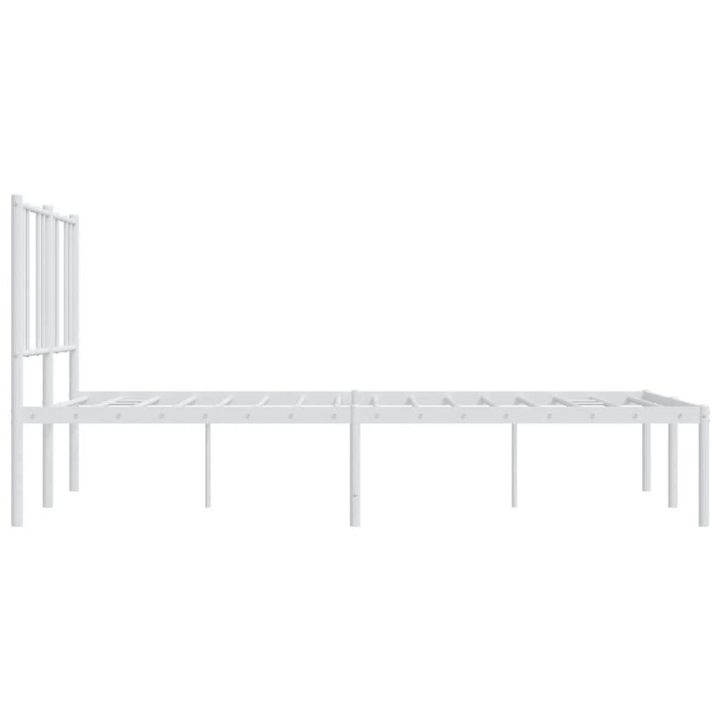 Berkfield Metal Bed Frame with Headboard White 135x190 cm 4FT6 Double