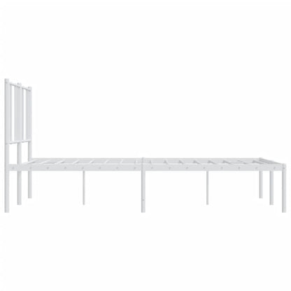 Berkfield Metal Bed Frame with Headboard White 135x190 cm 4FT6 Double