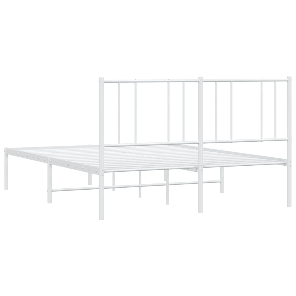 Berkfield Metal Bed Frame with Headboard White 135x190 cm 4FT6 Double