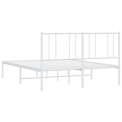 Berkfield Metal Bed Frame with Headboard White 135x190 cm 4FT6 Double