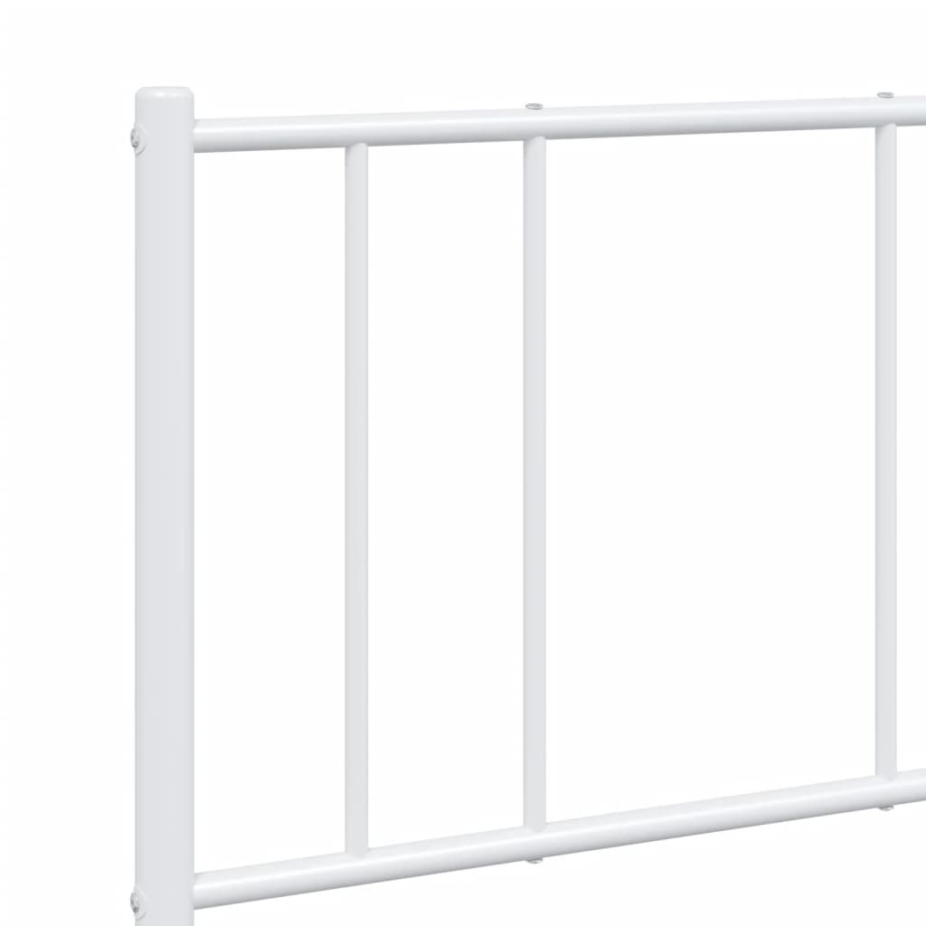 Berkfield Metal Bed Frame with Headboard White 135x190 cm 4FT6 Double