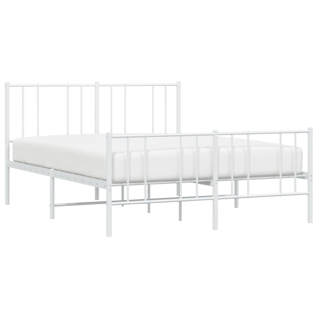 Berkfield Metal Bed Frame with Headboard and Footboard White 150x200 cm 5FT King Size