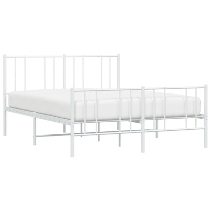 Berkfield Metal Bed Frame with Headboard and Footboard White 150x200 cm 5FT King Size