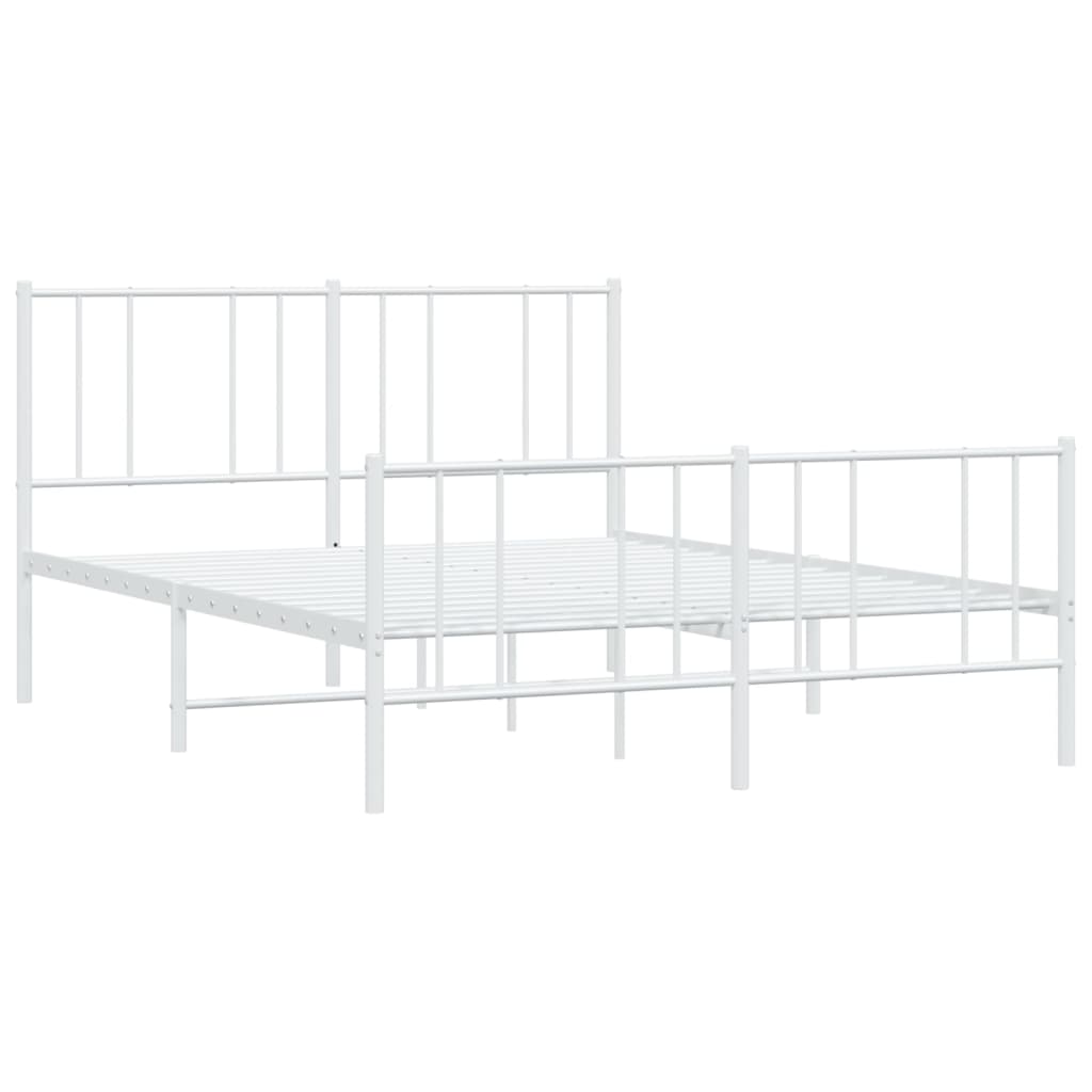 Berkfield Metal Bed Frame with Headboard and Footboard White 150x200 cm 5FT King Size