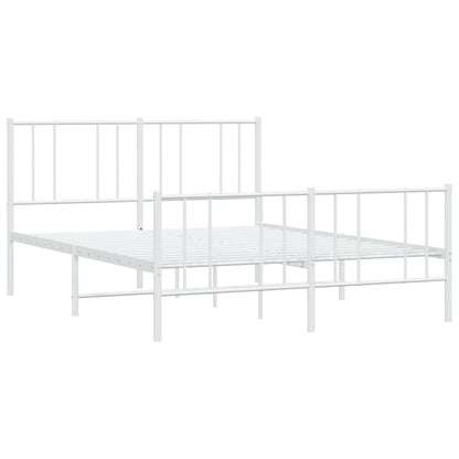 Berkfield Metal Bed Frame with Headboard and Footboard White 150x200 cm 5FT King Size