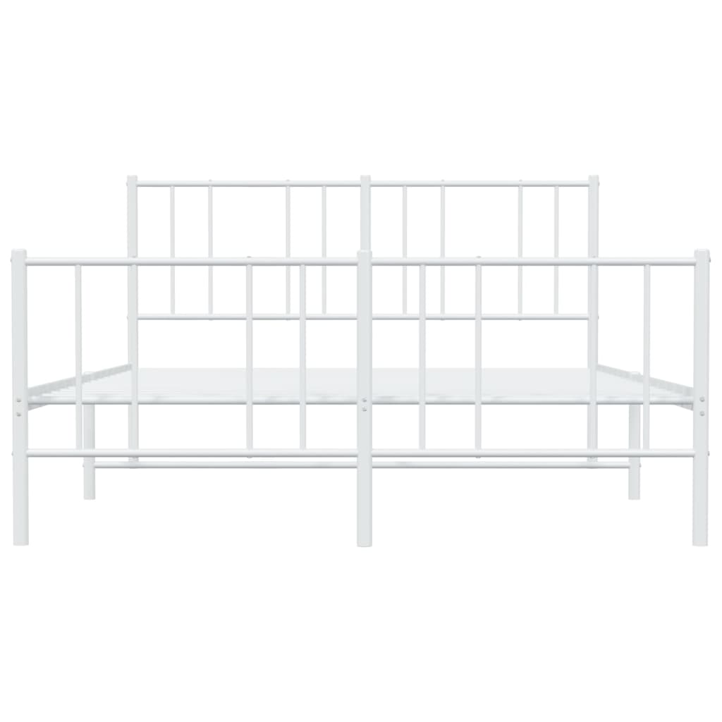Berkfield Metal Bed Frame with Headboard and Footboard White 150x200 cm 5FT King Size