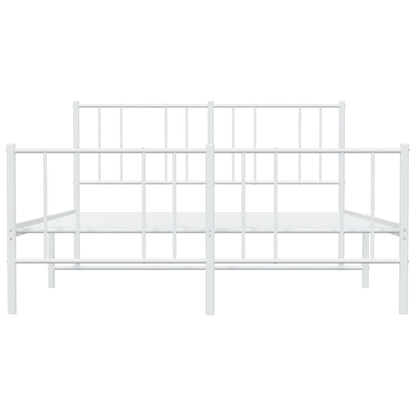 Berkfield Metal Bed Frame with Headboard and Footboard White 150x200 cm 5FT King Size