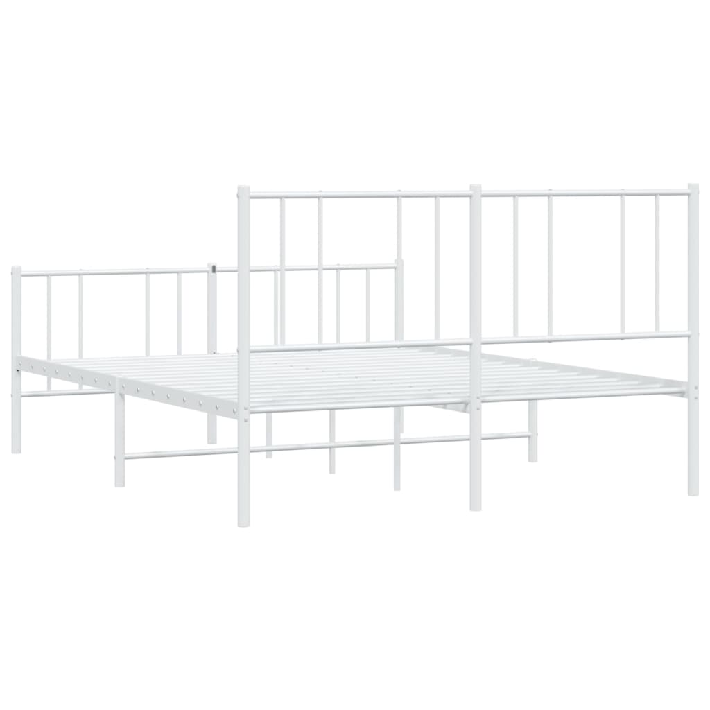 Berkfield Metal Bed Frame with Headboard and Footboard White 150x200 cm 5FT King Size