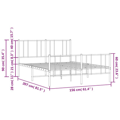 Berkfield Metal Bed Frame with Headboard and Footboard White 150x200 cm 5FT King Size