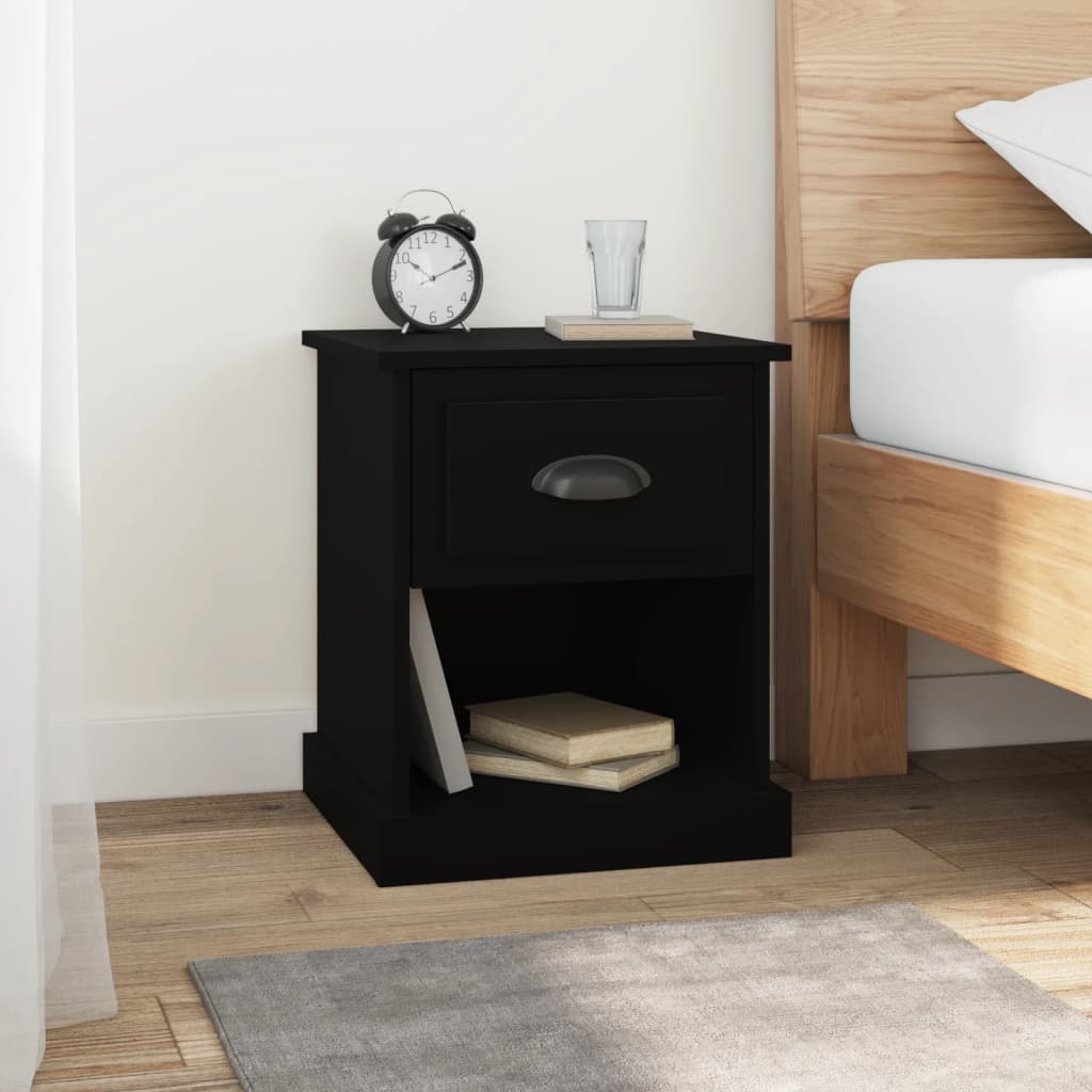 Berkfield Bedside Cabinet Black 39x39x47.5 cm Engineered Wood