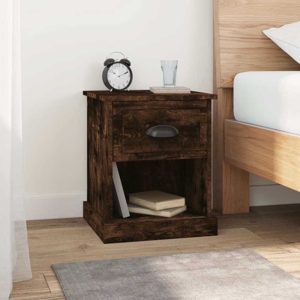 Berkfield Bedside Cabinet Smoked Oak 39x39x47.5 cm Engineered Wood