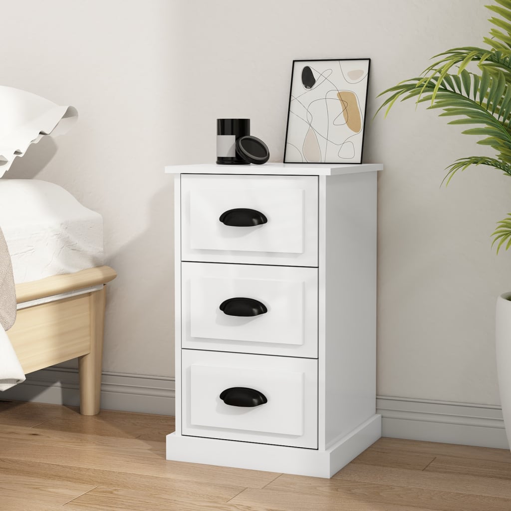 Berkfield Bedside Cabinet High Gloss White 39x39x67 cm Engineered Wood