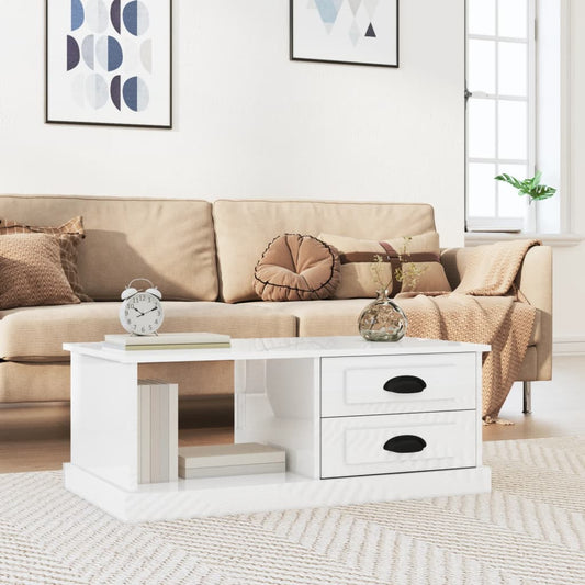 Berkfield Coffee Table High Gloss White 90x50x35 cm Engineered Wood