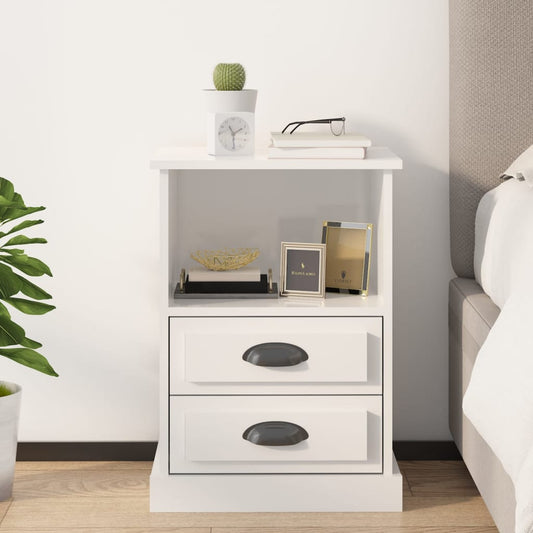Berkfield Bedside Cabinet High Gloss White 43x36x60 cm