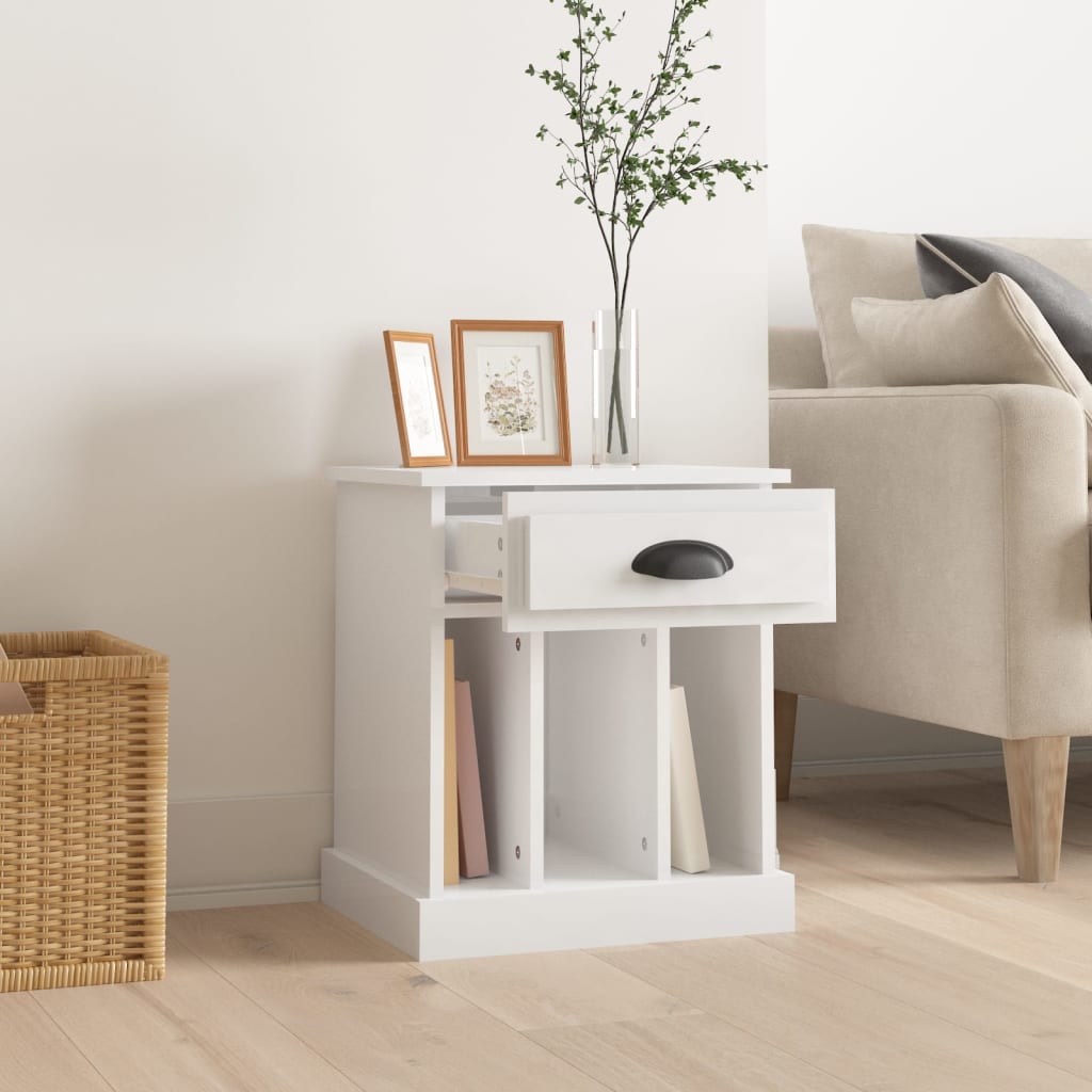 Berkfield Bedside Cabinet High Gloss White 43x36x50 cm