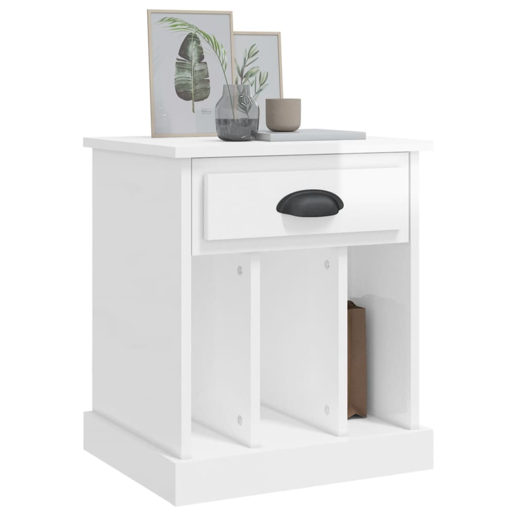 Berkfield Bedside Cabinet High Gloss White 43x36x50 cm