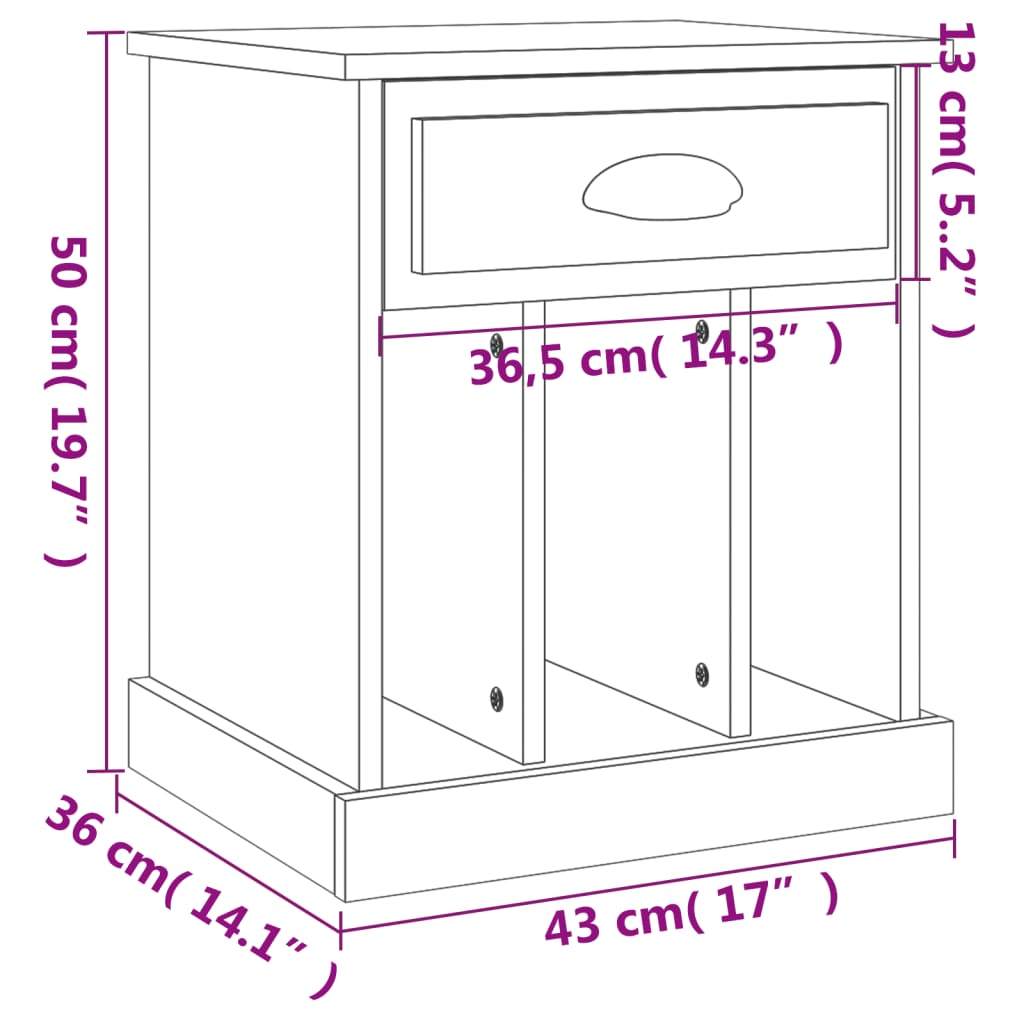 Berkfield Bedside Cabinet High Gloss White 43x36x50 cm