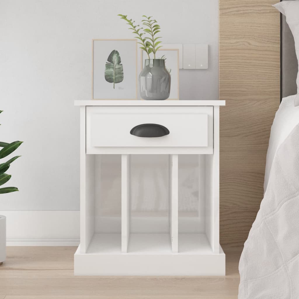 Berkfield Bedside Cabinet High Gloss White 43x36x50 cm