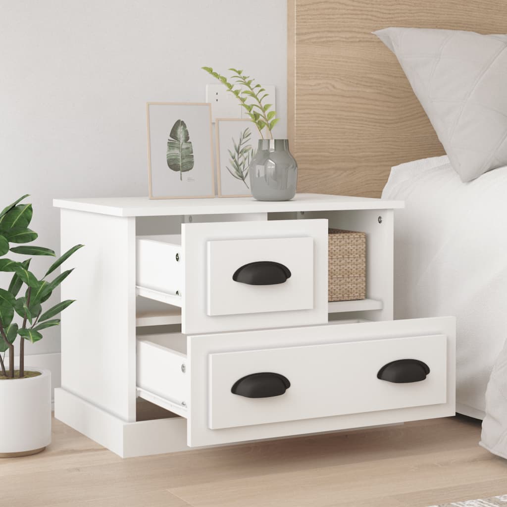 Berkfield Bedside Cabinet White 60x39x45 cm