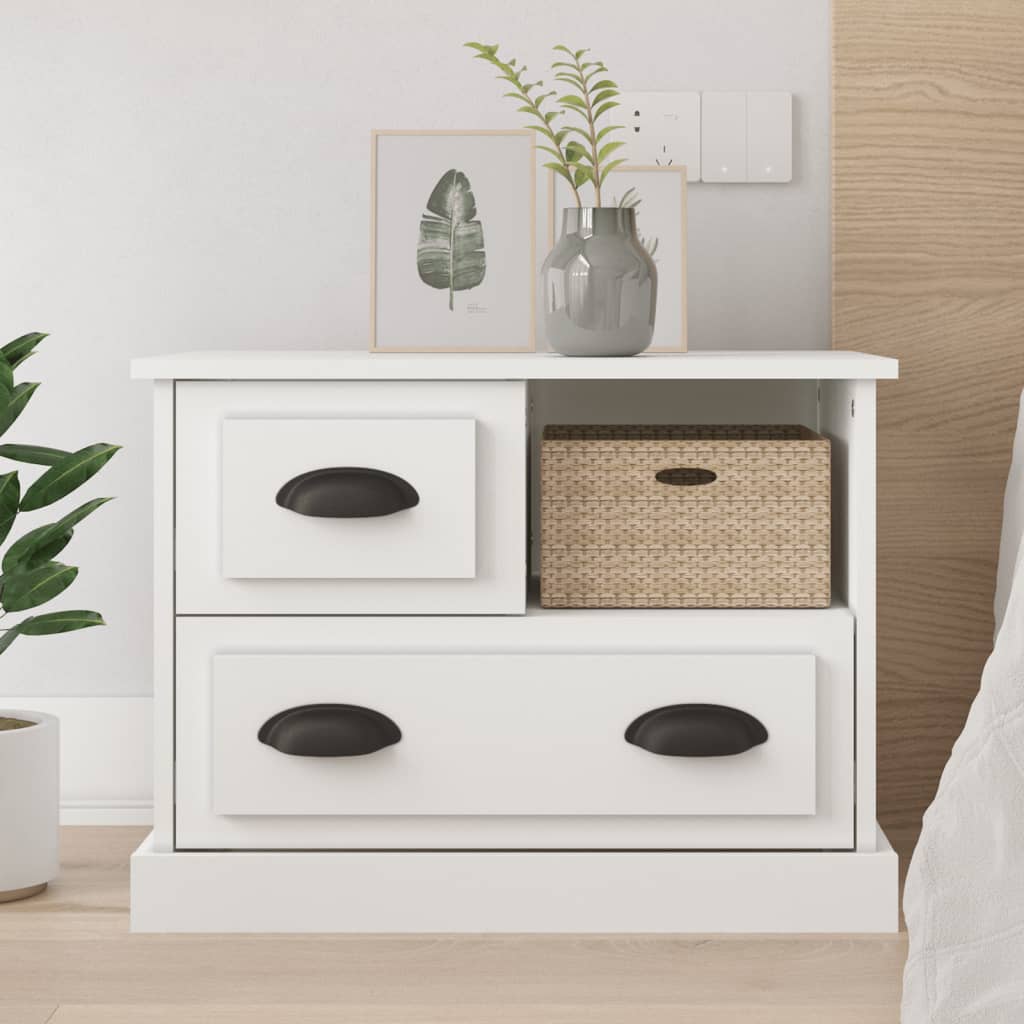 Berkfield Bedside Cabinet White 60x39x45 cm