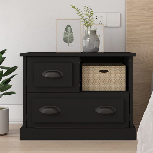 Berkfield Bedside Cabinet Black 60x39x45 cm