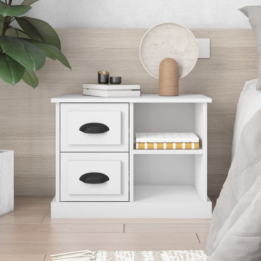 Berkfield Bedside Cabinet White 60x35.5x45 cm
