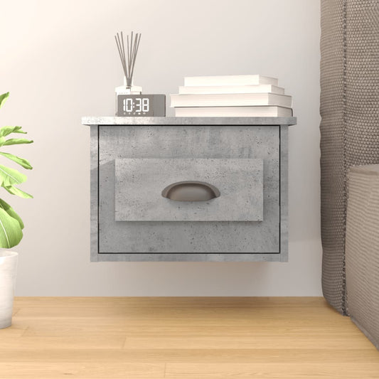 Berkfield Wall-mounted Bedside Cabinet Concrete Grey 41.5x36x28cm