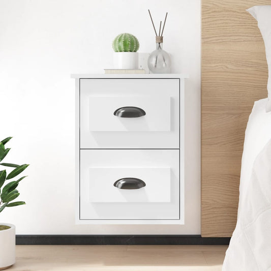 Berkfield Wall-mounted Bedside Cabinet High Gloss White 41.5x36x53cm
