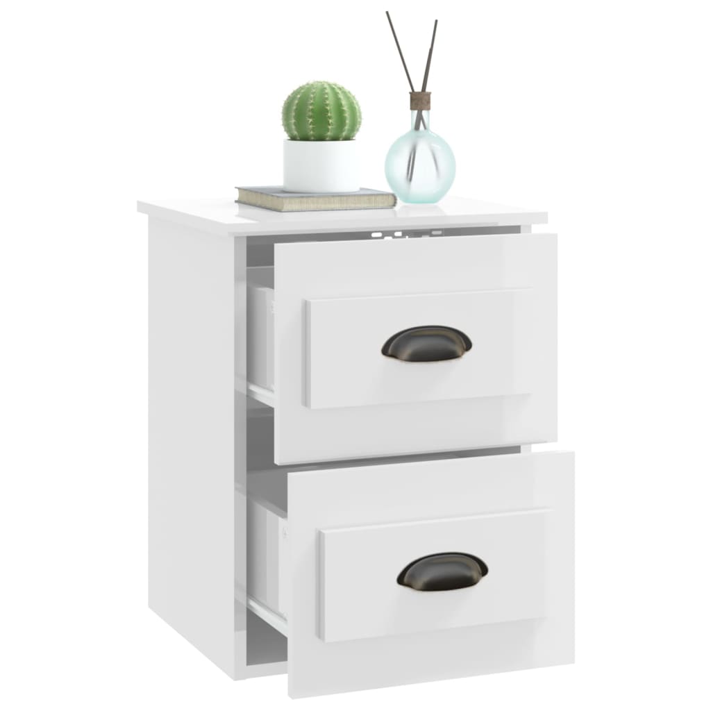 Berkfield Wall-mounted Bedside Cabinets 2 pcs High Gloss White 41.5x36x53cm