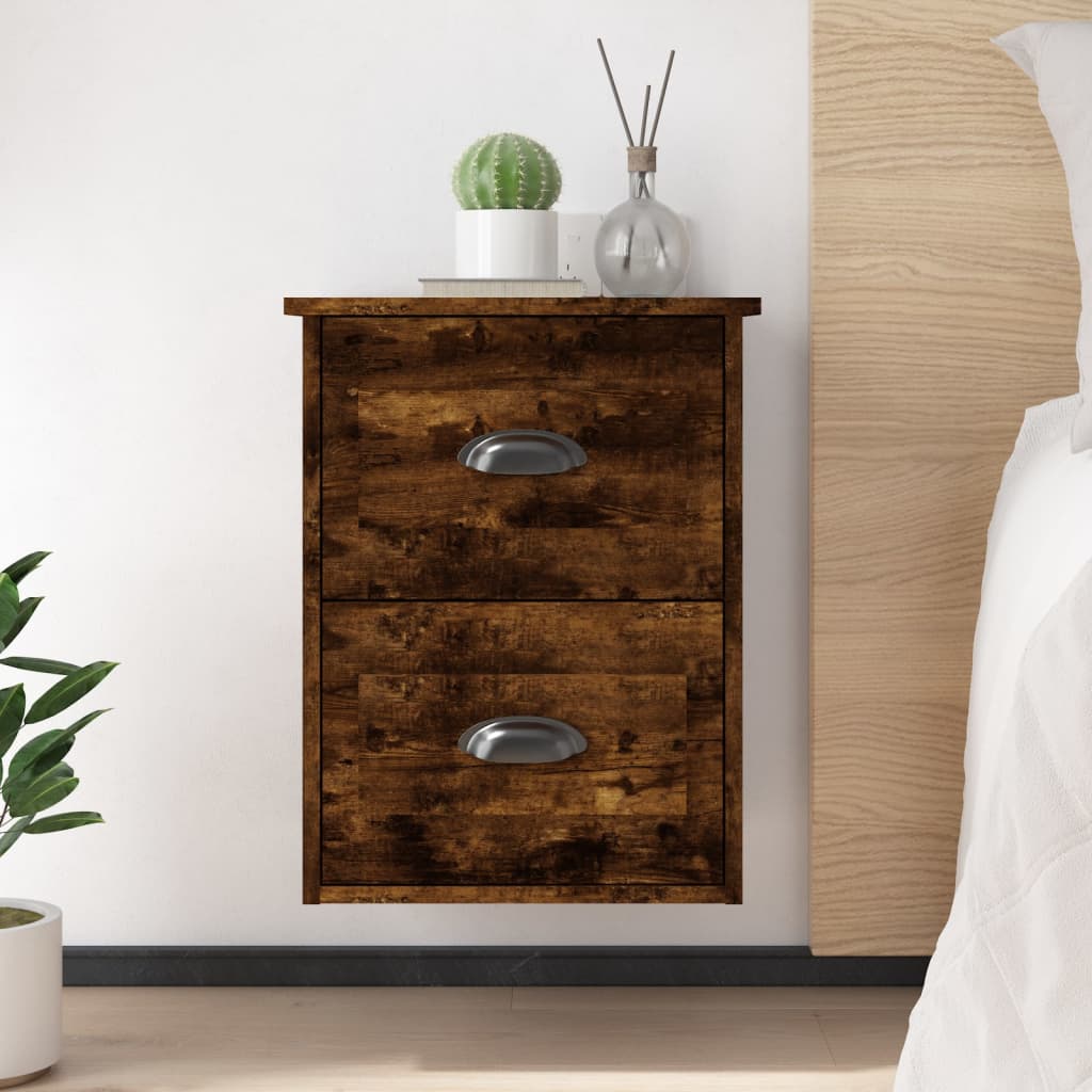 Berkfield Wall-mounted Bedside Cabinet Smoked Oak 41.5x36x53cm