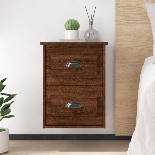 Berkfield Wall-mounted Bedside Cabinet Brown Oak 41.5x36x53cm