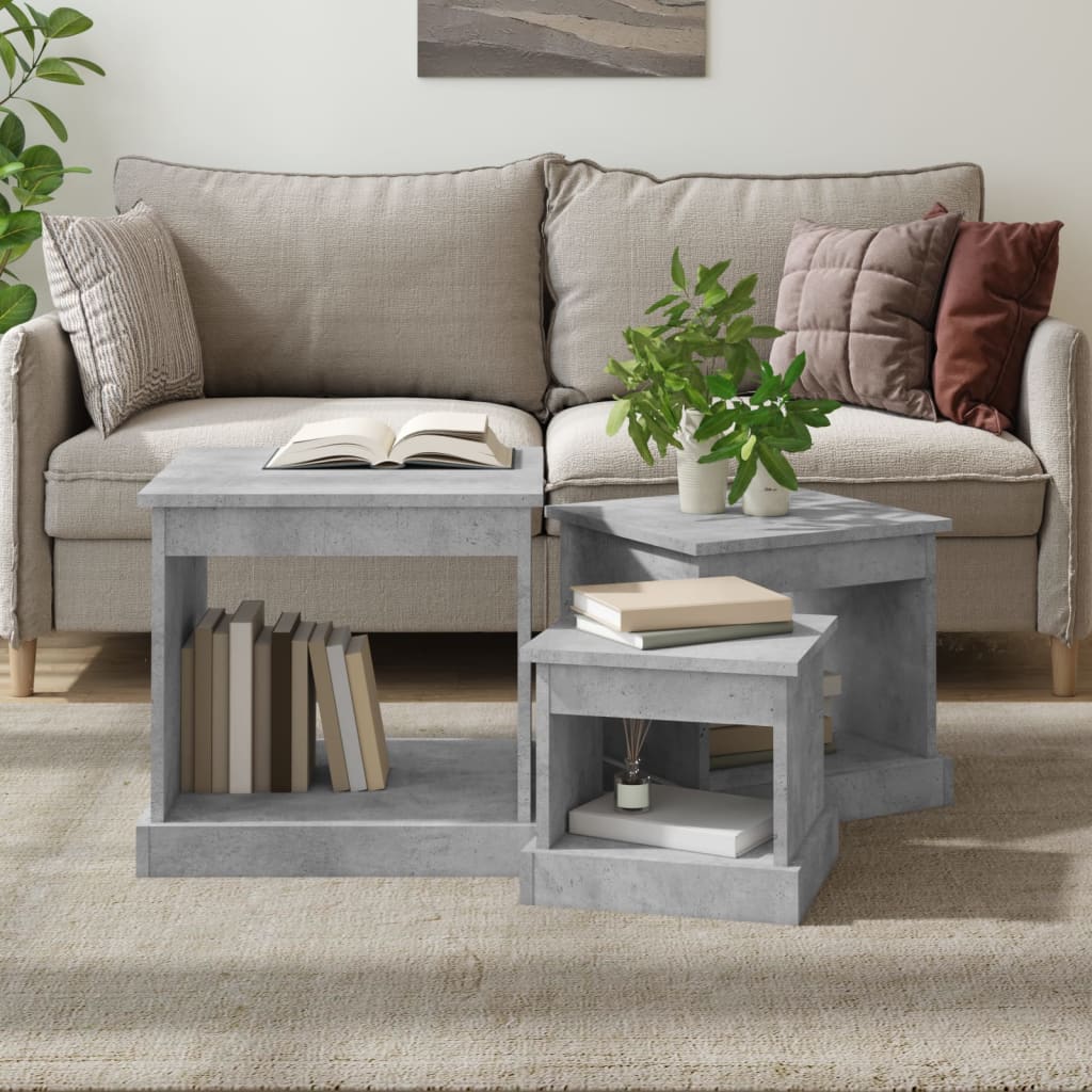 Berkfield Nesting Tables 3 pcs Concrete Grey Engineered Wood
