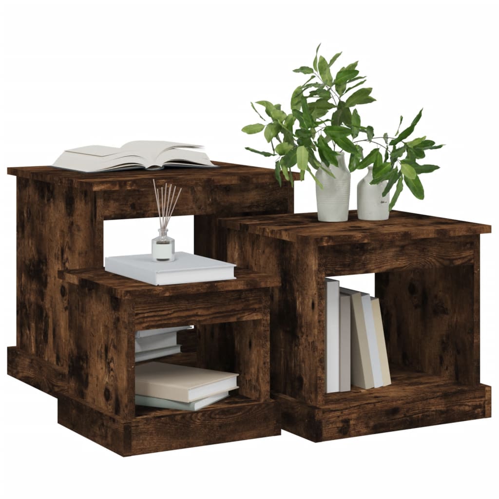 Berkfield Nesting Tables 3 pcs Smoked Oak Engineered Wood
