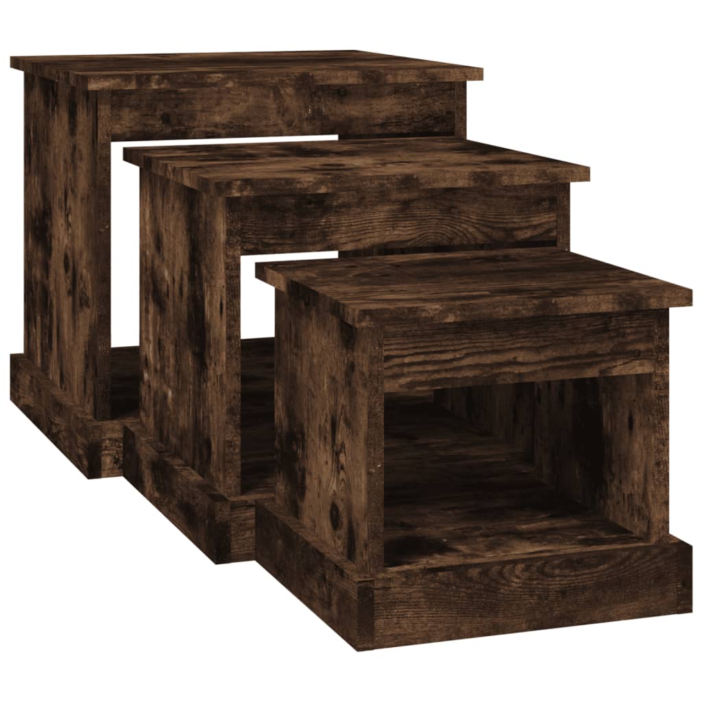 Berkfield Nesting Tables 3 pcs Smoked Oak Engineered Wood