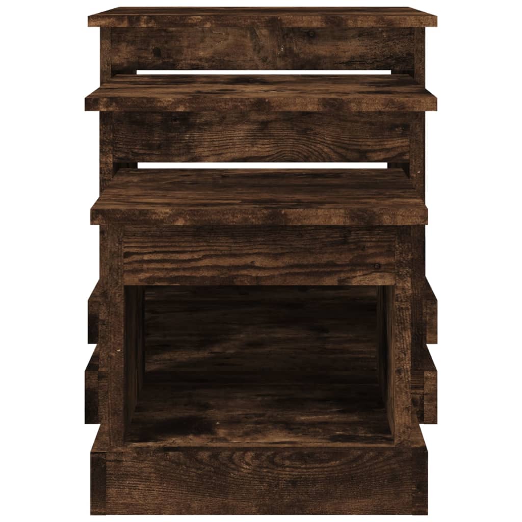 Berkfield Nesting Tables 3 pcs Smoked Oak Engineered Wood