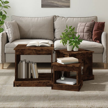 Berkfield Nesting Tables 3 pcs Smoked Oak Engineered Wood
