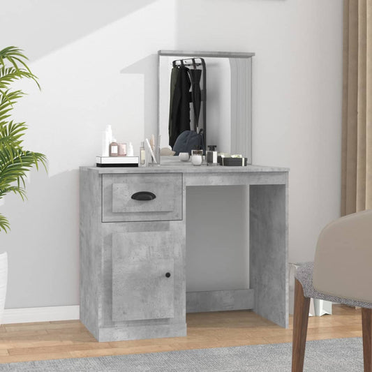 Berkfield Dressing Table with Mirror Concrete Grey 90x50x132.5 cm Engineered Wood